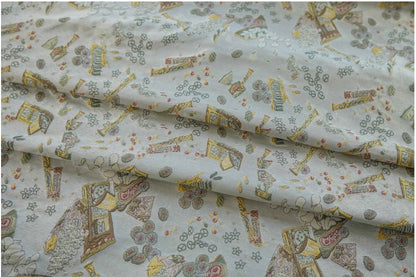 Tissu jacquard lurex blanc : polyester tissé gaufré 3D, 165 cm de large