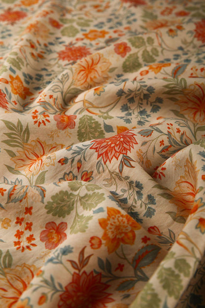 Tissu Tencel Ramie à motifs floraux : Matière première pour robes, châles et décorations - Vendu au mètre