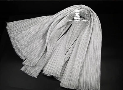 Pleated Organza Fabric: Shiny Crinkled Texture, 55" Wide