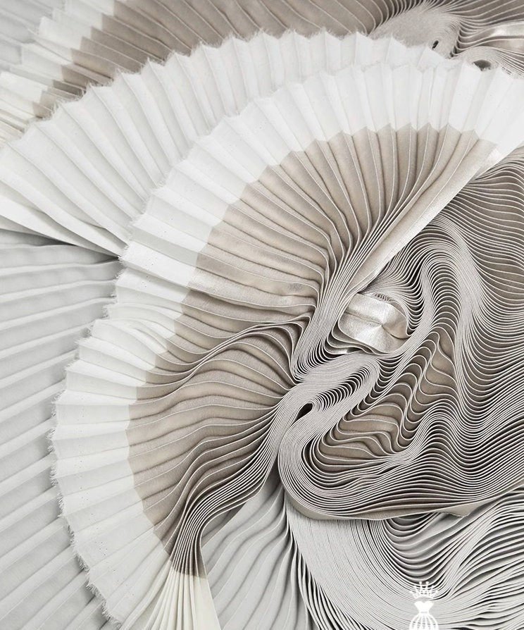 Metallic Silver Pleated Fabric: Stiff Texture, 59" Wide