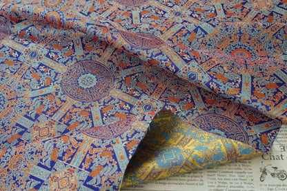 Mongolian Bada Pattern Fabric: 59"W Rayon Upholstery, Costume, Decor