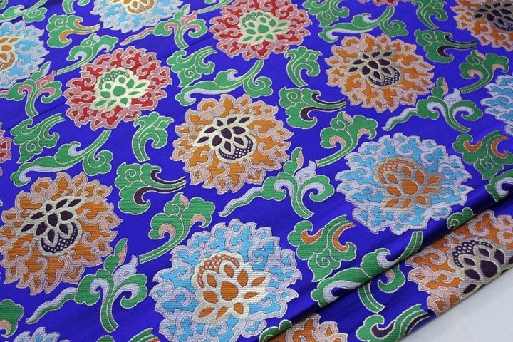 Lotus Thangka Brocade Fabric: Tibetan Robes, Buddhist Temples (29.5"W) - Poppylollipop