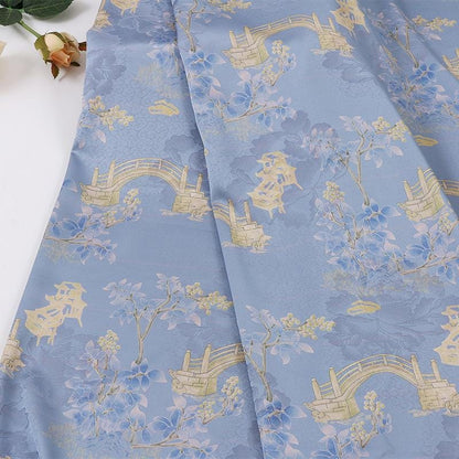 Tissu satin Jade Orchidée : gaze cantonaise en soie de thé gambierée - Rose, bleu, violet, ivoire