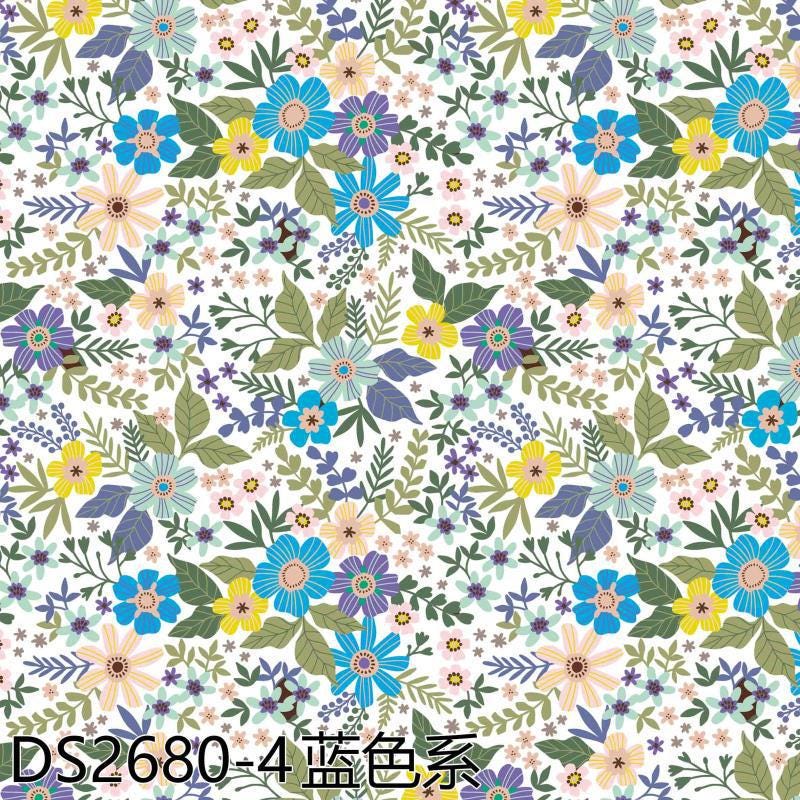 Floral Cotton Fabric: Colorful Small Flower Print, Soft DIY Sewing Material