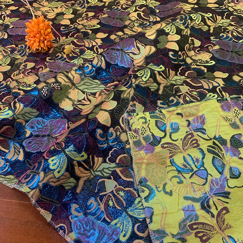 Butterfly Jacquard Fabric: 3D Embossed Yarn-Dyed Material, 57" Wide