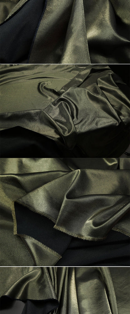 Glitter-Glazed Silk Satin Fabric: Gradient Silky Dress Material, 58" Wide