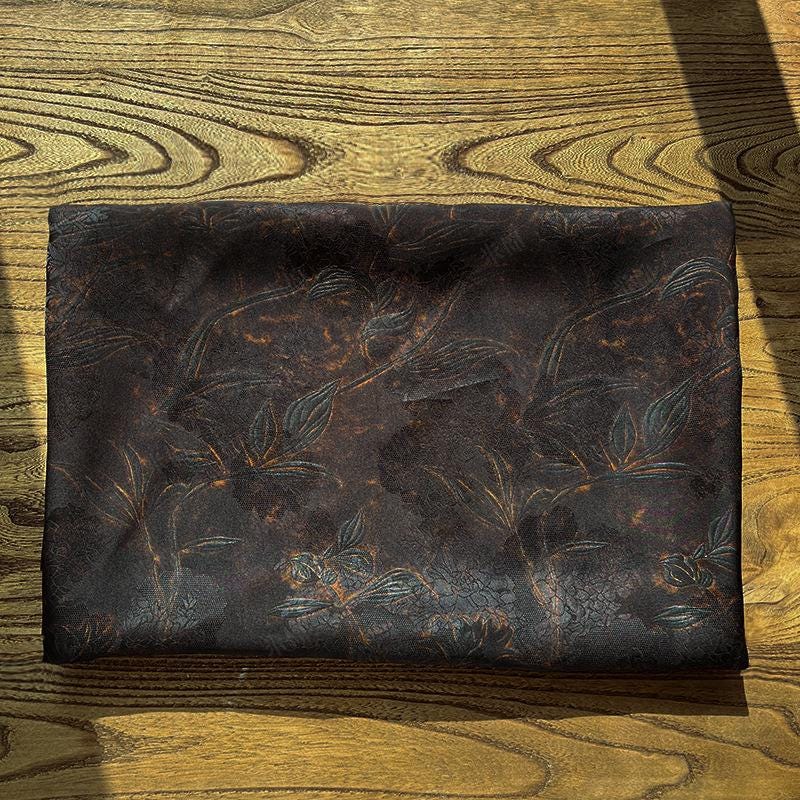 Floral Print Satin Tea Silk Fabric | Ash Gray, 59" Wide