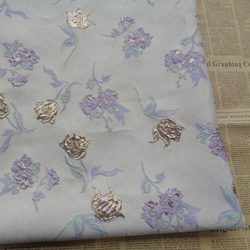 Magnolia Gold Foil Jacquard Chenille Fabric: Floral Upholstery, 56"W