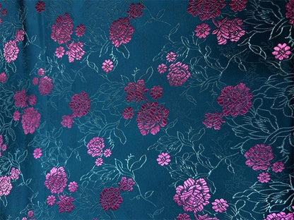 Silk Brocade Fabric: Tea Flower Damask, 45" Wide, Upholstery & Costume