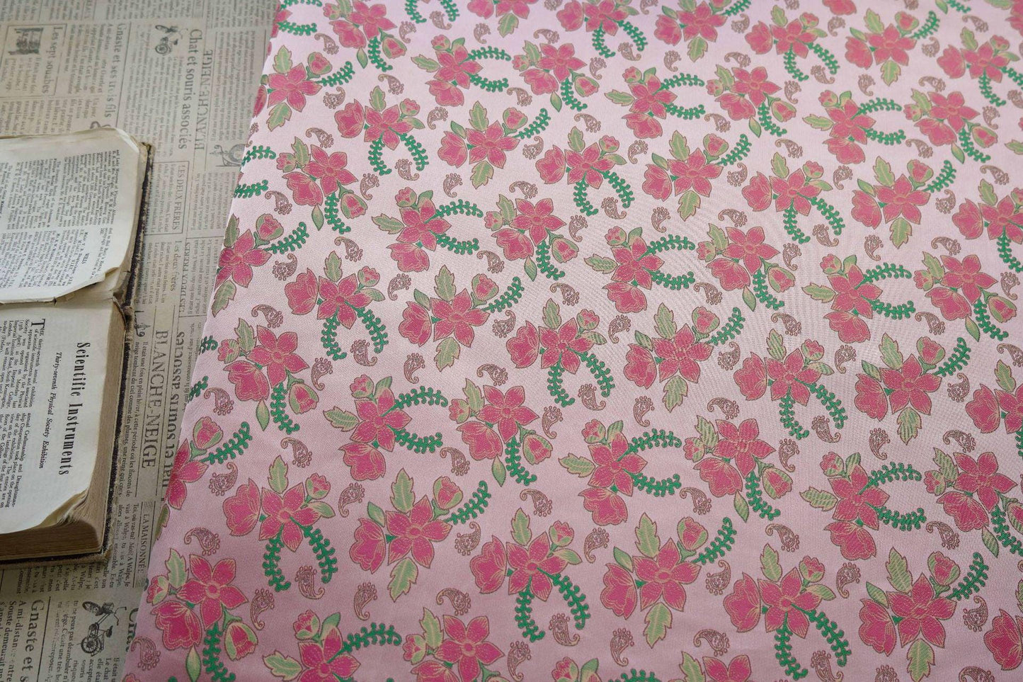 Peach Reverse Jacquard Fabric: 3D Upholstery, Costume, Decor - 66"W