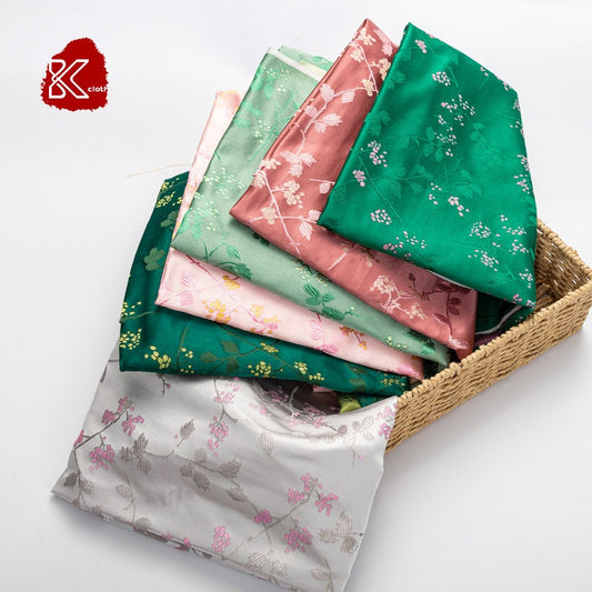 Tissu brocart à motifs floraux : mélange de soie et de rayonne de style chinois, 75 cm de large