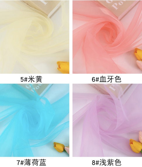 Tissu organza : tulle transparent de 150 cm de large pour robes, décorations et costumes.
