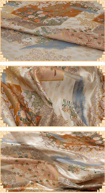 Nishijin Weaving Fabric: Japanese Fan Silk Rayon Blend (By The Meter)
