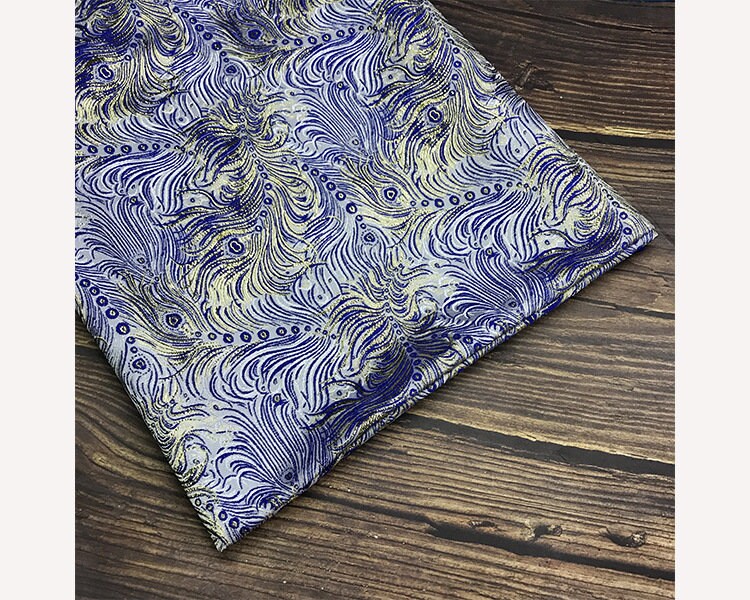 Peacock Feather Brocade Fabric: Magenta Floral Chinese Silk Rayon Blend