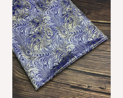 Peacock Feather Brocade Fabric: Magenta Floral Chinese Silk Rayon Blend