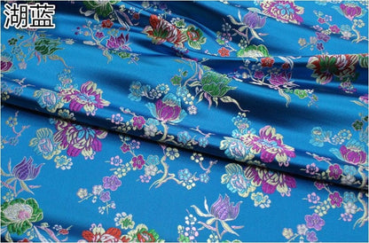 Floral Brocade Fabric: Chinese Style Silk Rayon Blend (29.5" Wide)
