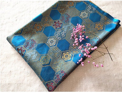 Handmade Embroidered Brocade Fabric: Tibetan Robes, Shrines (29.5"W)