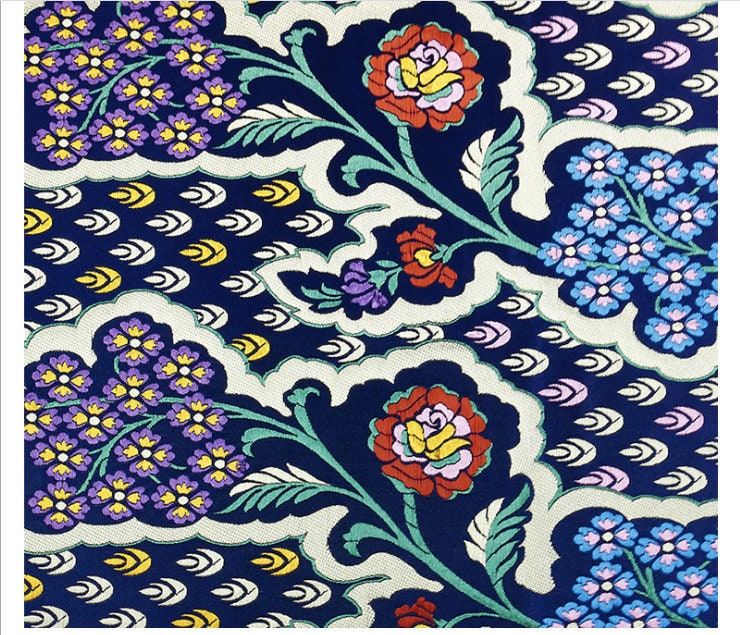 Floral Silk Brocade Fabric: Cheongsam Sewing, Upholstery, Quilting (By 1 Meter)
