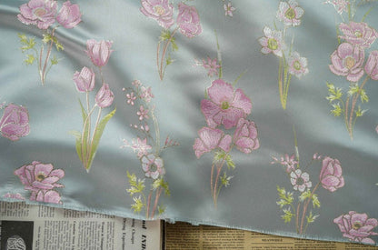 Floral Jacquard Brocade Fabric: 59"W Rayon Blend Sewing Material