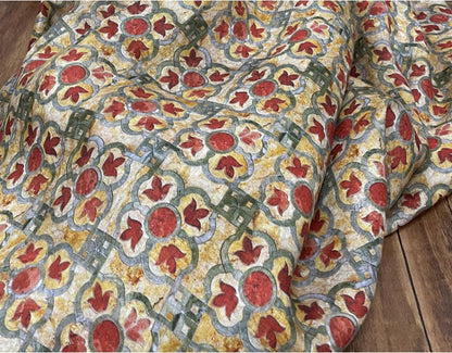 Dunhuang Fresco Linen Fabric: Asian Chinese Style Upholstery, Sewing, Scarf - 53"W