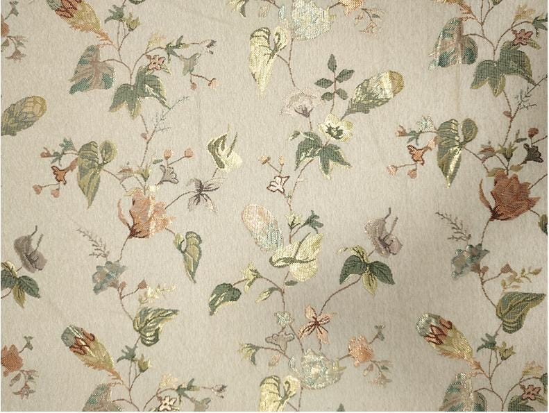 Tissu jacquard chenille à motif floral : brocart doré, 150 cm de large