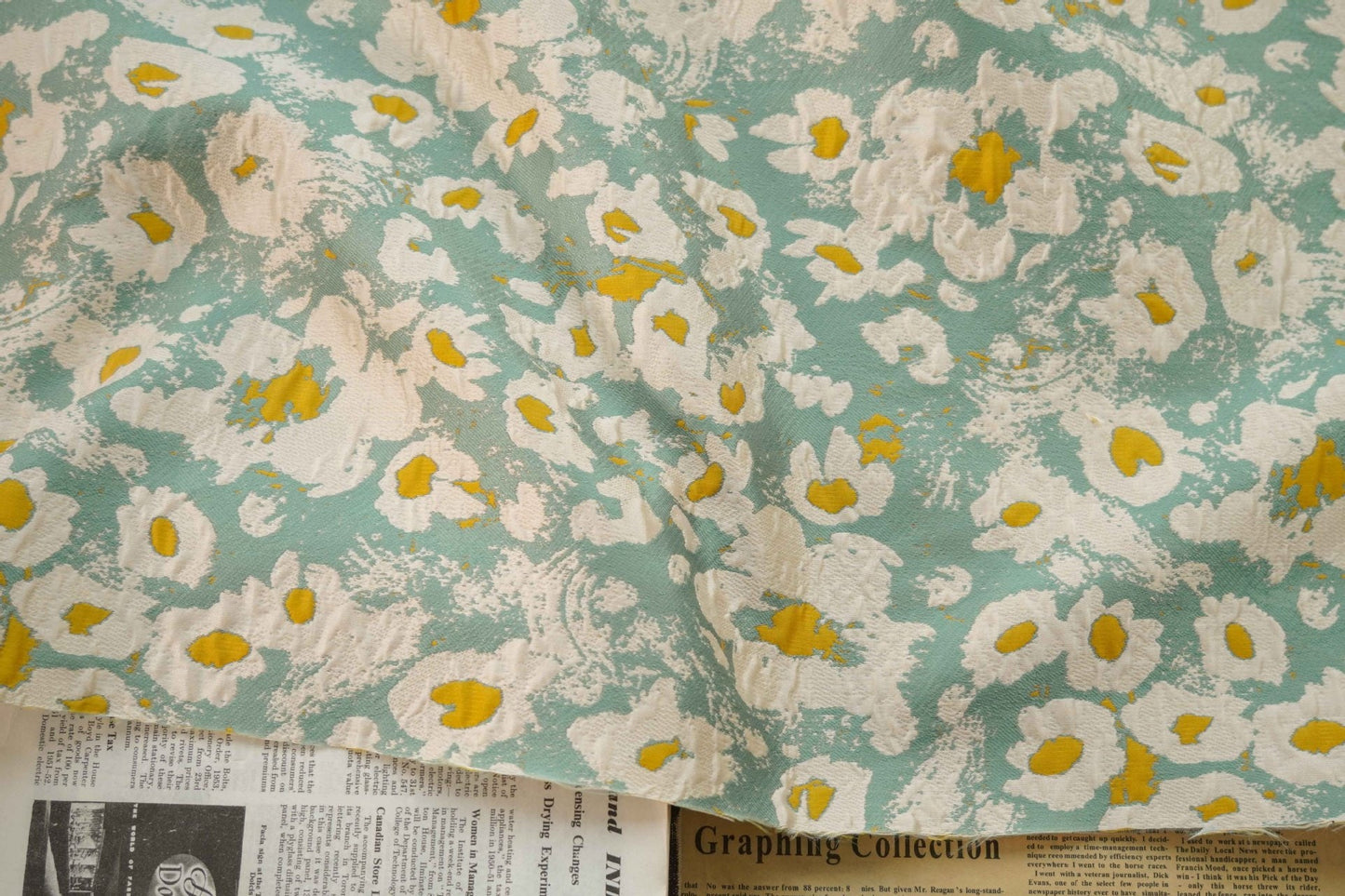 Reversible Jacquard Fabric: Embossed Floral Oil Painting, 59"W