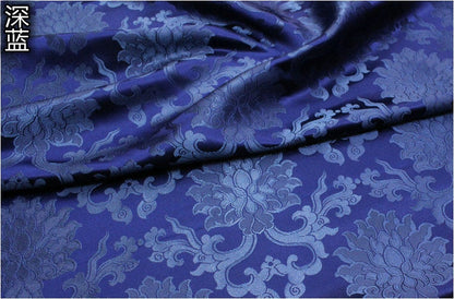 Tissu brocart de soie à motif de fleur de lotus : tapisserie pour coussin Cheongsam (29,5 po L)