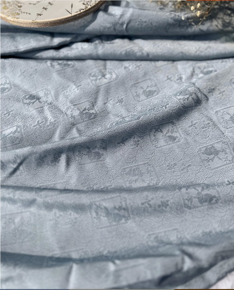 Rabbit Jacquard Silk Satin Fabric: Retro Chinese Pattern Upholstery, Sewing, Qipao