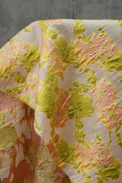 Gold Thread Jacquard Fabric: Embossed European Designer Material, 53" Wide