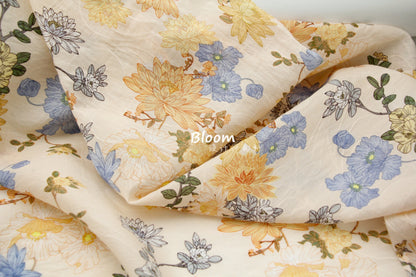 Vintage Floral Hemp Tencel Linen Fabric: Silky Sustainable Material