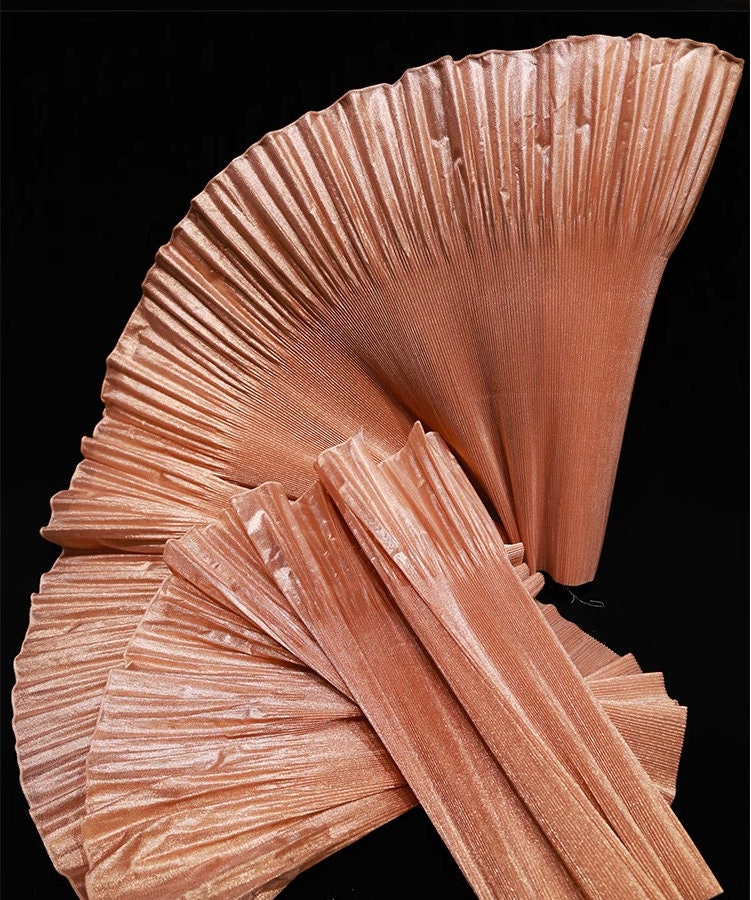 Metallic Luster Organza Lace: 3D Fold Ruffle Designer Fabric