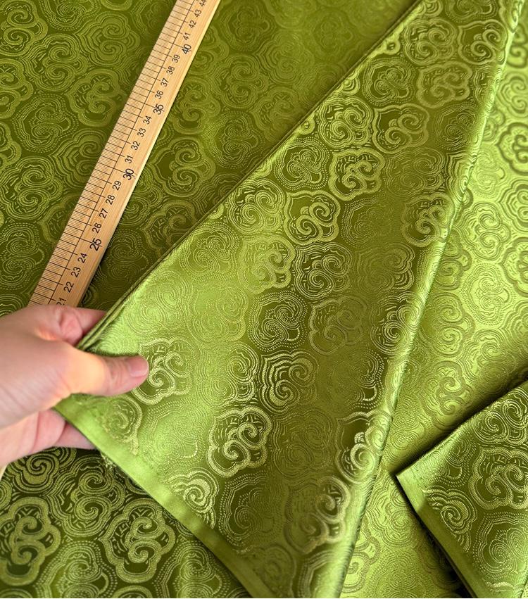 Green Jacquard Satin Fabric ��� Ruyi Pattern, DIY Clothing & Dec" wide)
