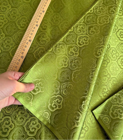 Green Jacquard Satin Fabric ��� Ruyi Pattern, DIY Clothing & Dec" wide)