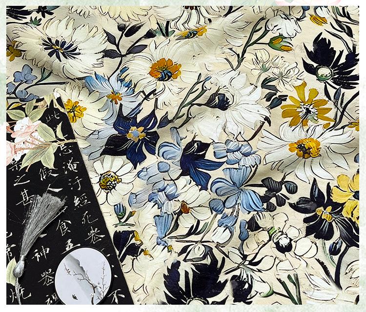 Luxury New Chinese Style Floral Cotton Brocade Fabric ��� Digital Print Oriental Textile - By The Met"Wide