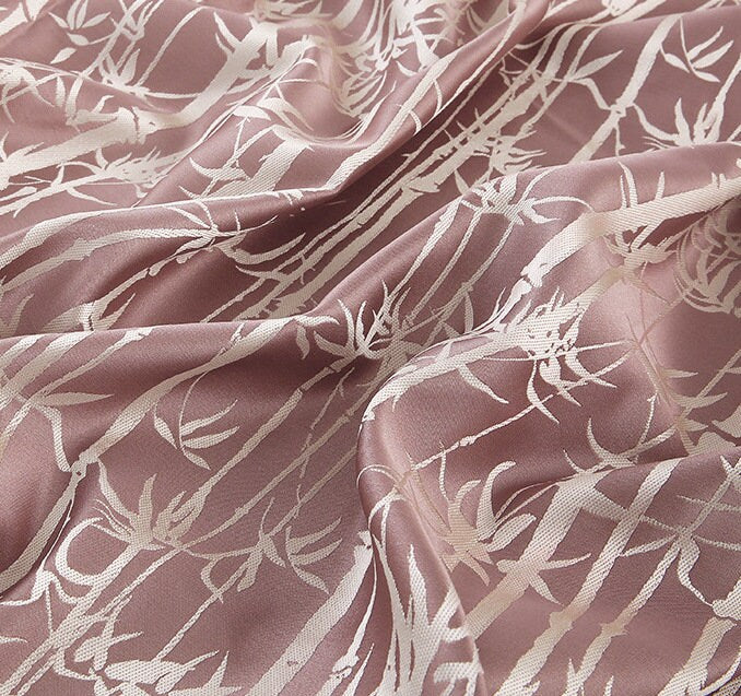 Tissu jacquard bambou oriental : polyester damassé 57 po de large, vendu au mètre