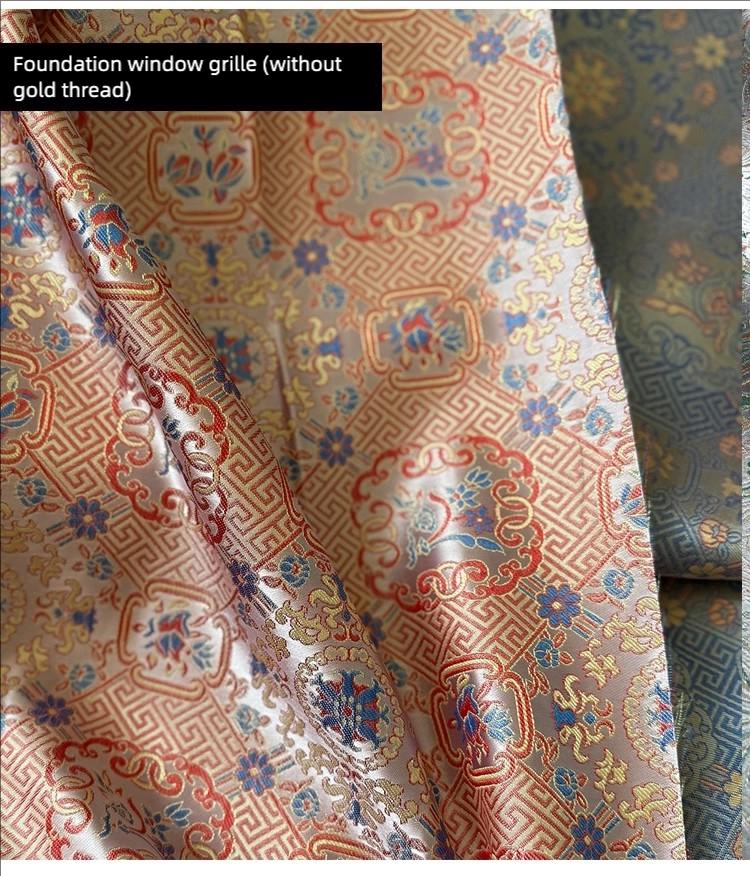 Chinese Brocade Fabric | Window Motif Jacquard, Hanfu Cheongsam Material