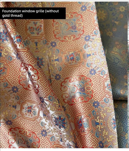 Chinese Brocade Fabric | Window Motif Jacquard, Hanfu Cheongsam Material