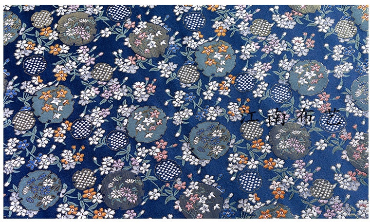 Japanese Dianthus Silk Brocade Fabric: Kimono Bowknot Sewing Material