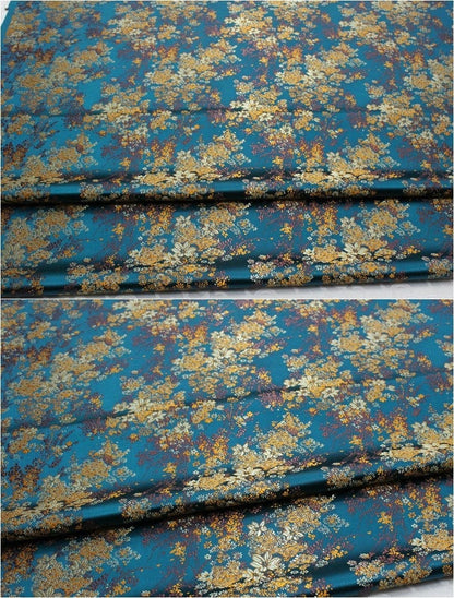 Floral Chinese Brocade Fabric: Silk Rayon Blend, Sewing Quilting Fabric