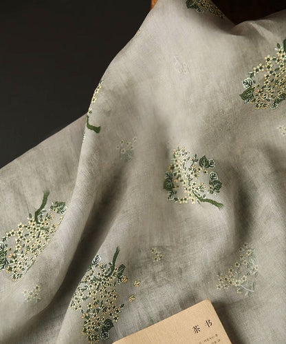 Floral Ramie Fabric: Birds and Flowers Print, 55" Wide - By The Meter