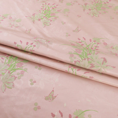 Tissu brocart de soie à motif papillons et narcisses - Matériel de couture pour cheongsam
