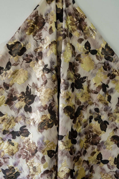 Gold Thread Jacquard Woven Cotton Fabric: 3D Embossed Texture, 53" Wide