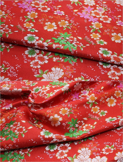 Tissu brocart jacquard à fleurs de cerisier : mélange de soie et de rayonne japonaises