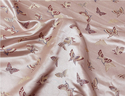 Light Pink Butterfly Brocade Fabric: 59"W Rayon Blend