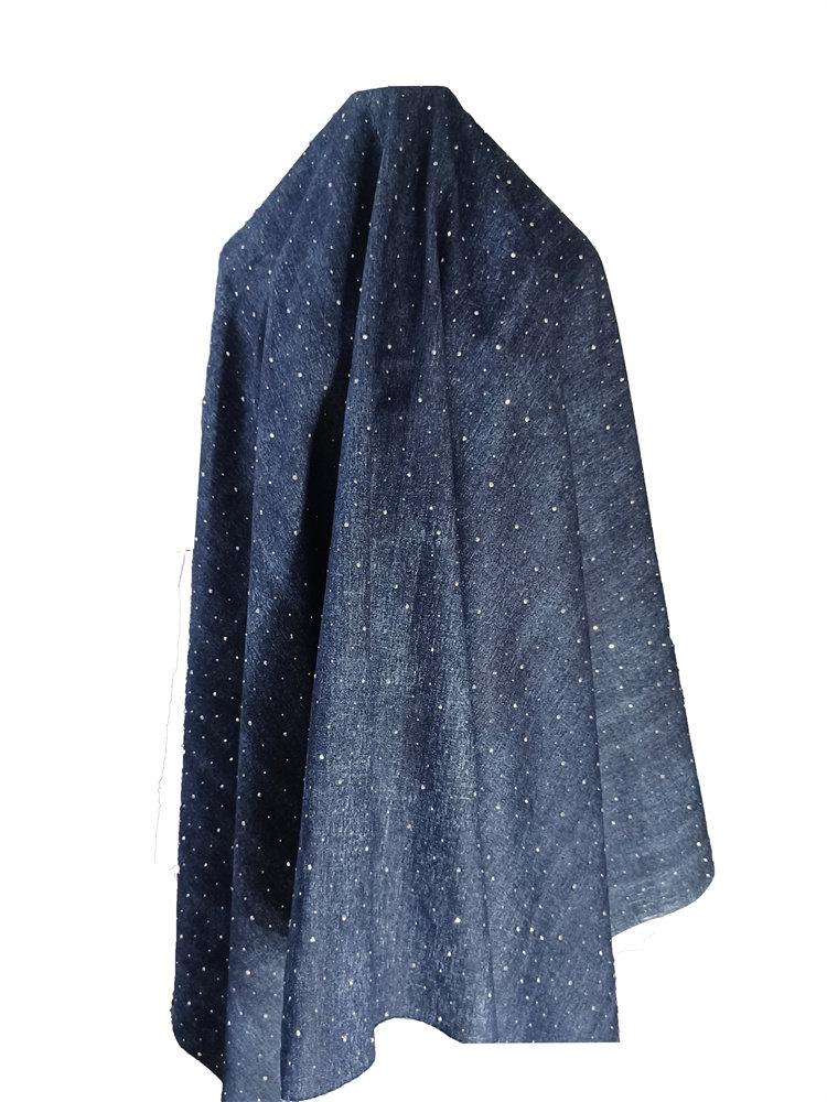 Tissu denim délavé avec strass ��" Large, matériau pour vêtements à faire soi-même