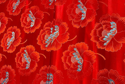 Peony Brocade Fabric: 29.5"W Tibetan Rayon Satin