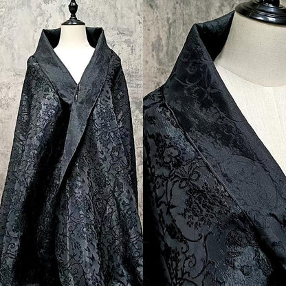 Black 3D Textured Abstract Embossed Brocade Fabric, 58"Wide