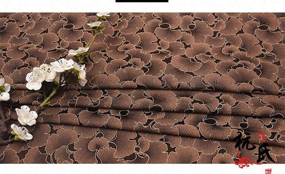 Ginkgo Biloba Silk Brocade Fabric: Cheongsam Cushion Upholstery, 29.5"W