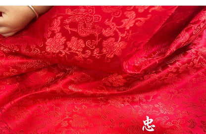China Red Silk Brocade Damask Fabric: 59" Wide, Costume & Decor