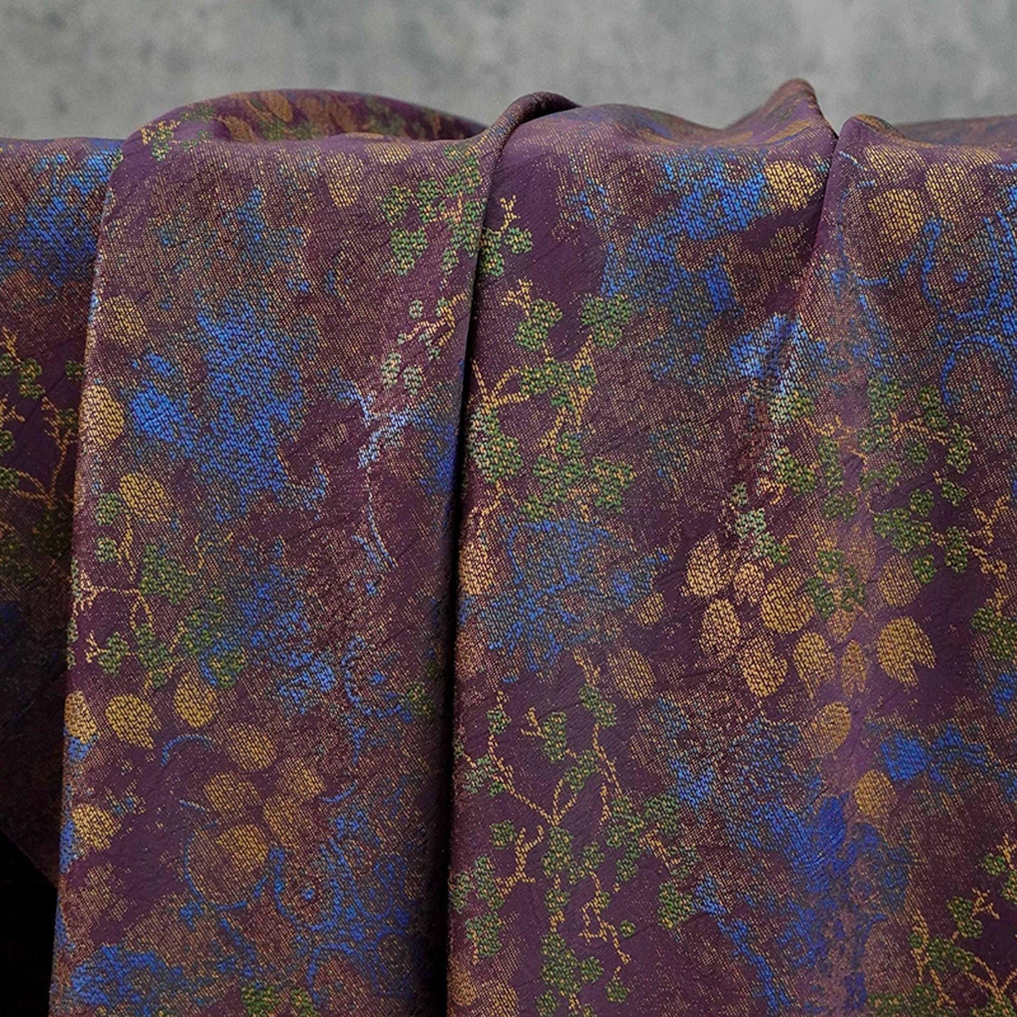Floral Tea Silk Satin Fabric: 55"W Digital Print Sewing Material
